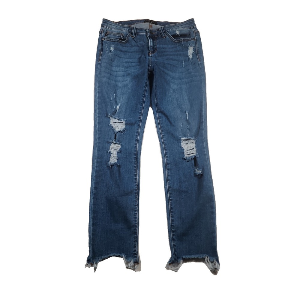 Judy Blue Jeans Womens 9 / 29 Straight Fit Distressed Low Rise 90s Grunge